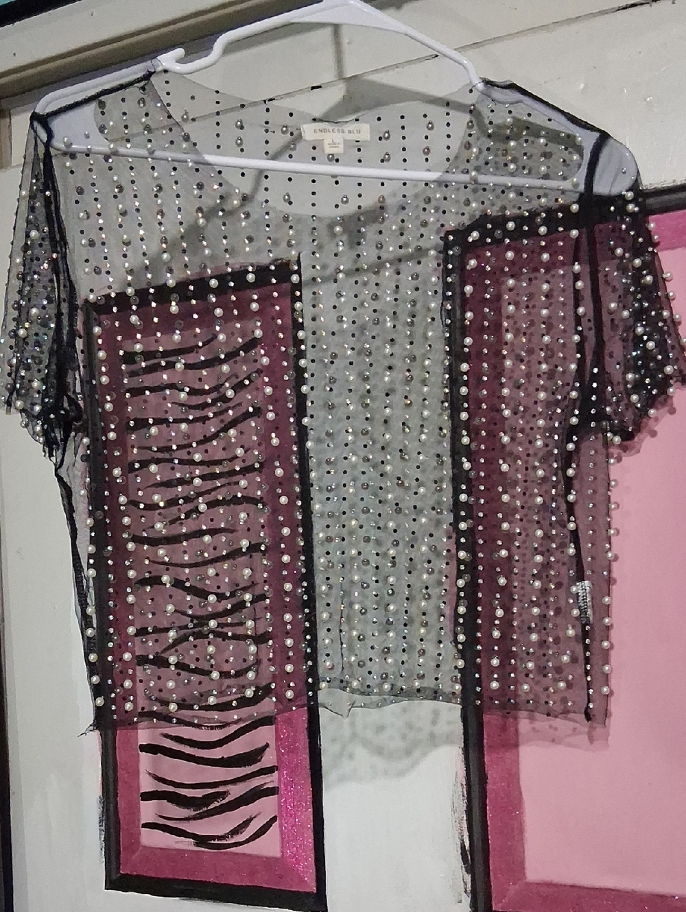Embellished Sheer Black Mesh Camisole - Endless Blu
